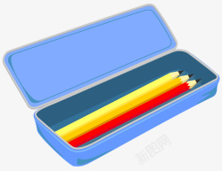铅笔盒笔袋蓝色闭合金属的铅笔盒矢量图高清图片