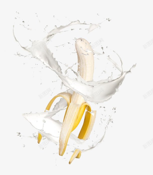 牛奶香蕉png免抠素材_新图网 https://ixintu.com 乳白色 喷溅 大香蕉大 水果 饮料