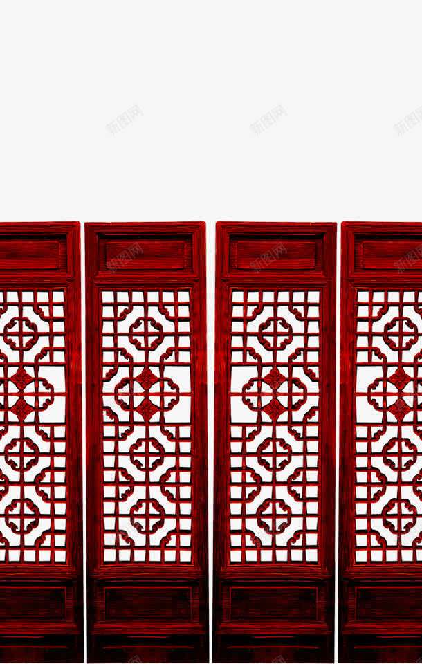 红色古门png免抠素材_新图网 https://ixintu.com 古典 古建筑 复古 装饰 门窗 雕刻