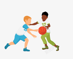 运动圆球卡通版打篮球的小朋友高清图片