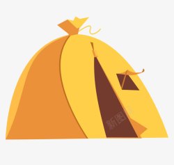 黄色的卡通野外帐篷素材
