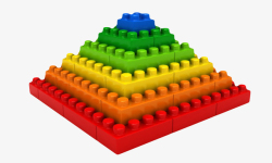 聚合玩具组成金字塔的塑料积木实物高清图片