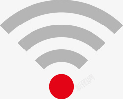 红色扁平无线网无信号素材