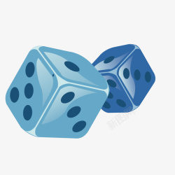 两颗骰子两颗蓝色立体筛子矢量图高清图片