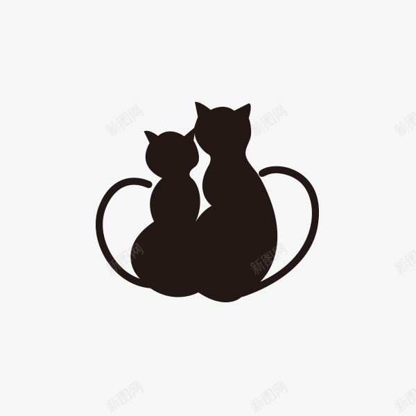 猫图标png_新图网 https://ixintu.com 两只 剪影 猫 黑色