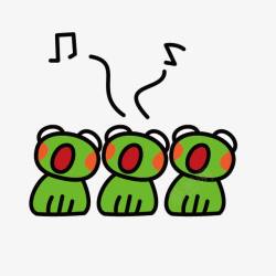 唱歌的青蛙手绘青蛙大合唱高清图片