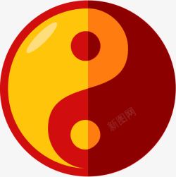 中国传统太极红色八卦图高清图片