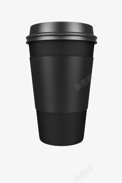 一次性咖啡杯黑色咖啡纸杯高清图片