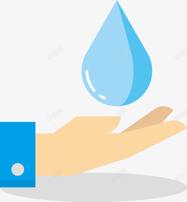 卡通节约用水图标png_新图网 https://ixintu.com 低碳 图标 手 水滴 环保 环境 环境保护 生态 省水 绿化 节约用水