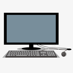 台式电脑与键盘手绘办公室电脑插画矢量图高清图片