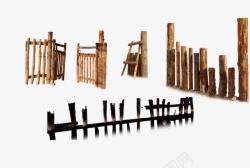 木头护栏木头篱笆高清图片