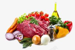 膳食纤维素材新鲜牛肉蔬菜高清图片
