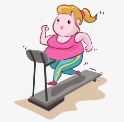 奔跑的小孩背影在跑步机上减肥的女孩高清图片