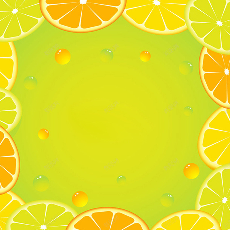 清新水果片背景图jpg设计背景_新图网 https://ixintu.com 主图 卡通 手绘 柠檬 橙子 清新 童趣 边框