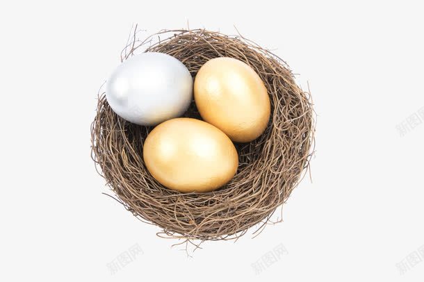 鸟巢里的蛋png免抠素材_新图网 https://ixintu.com 一筐蛋 储蓄 养老金 商务金融 孵化 投资 金色 鸟巢 鸡蛋