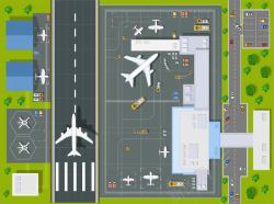 城市规划手绘飞机场平面规划装饰高清图片
