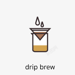 棕色杯子萃取咖啡的可爱图标高清图片