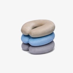 蓝色u型枕U型护颈枕组合高清图片