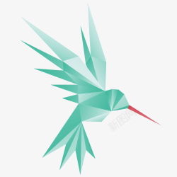 折纸鸟类图片绿色折纸风蜂鸟插画高清图片