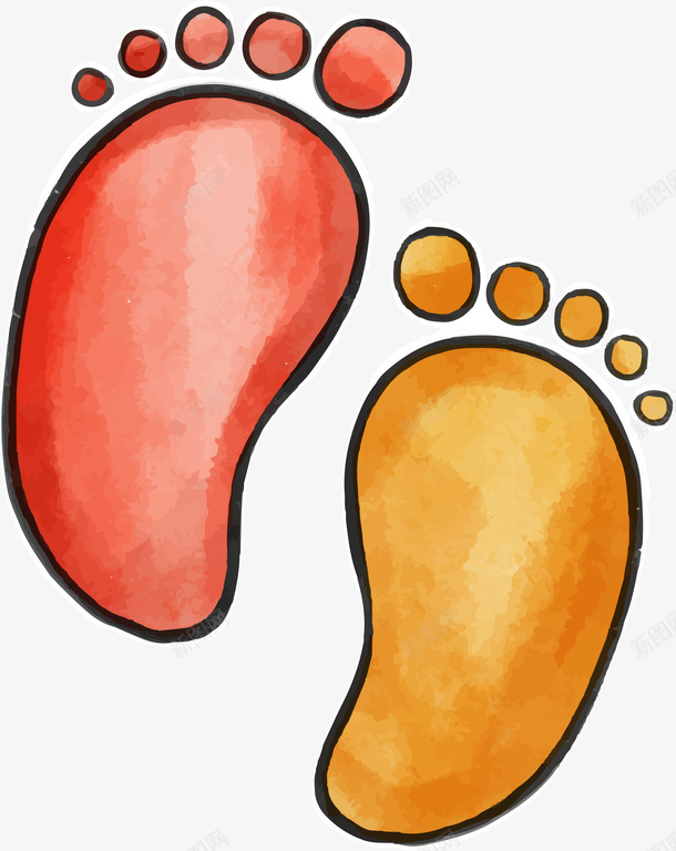 婴儿脚印png免抠素材_新图网 https://ixintu.com 儿童手绘 卡通 婴儿 新生儿脚印 水彩笔 矢量图案 脚丫 脚印