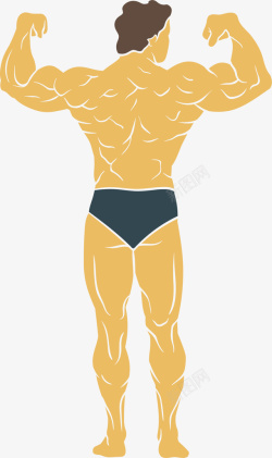 黄色强壮肌肉男人素材