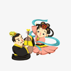 唐明皇杨贵妃卡通弹琴的唐太宗跳舞的杨玉环素高清图片