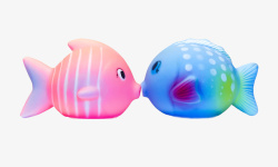 缠绕的两条鱼可爱的彩虹糖色亲嘴鱼高清图片