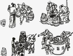 装帧设计古代酿酒图插图元素高清图片