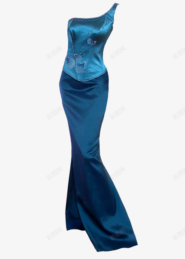 蓝色优雅长裙png免抠素材_新图网 https://ixintu.com 优雅 时尚女装 晚礼服 晚装 蓝色 衣服 裙子 长裙