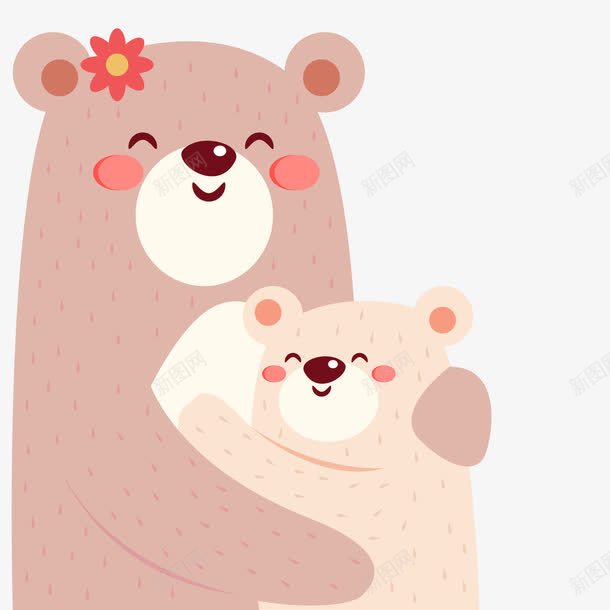 卡通拥抱的母子熊png免抠素材_新图网 https://ixintu.com 卡通 家人 家庭 幸福 抓气球的熊 拥抱 母子熊 紧紧拥抱