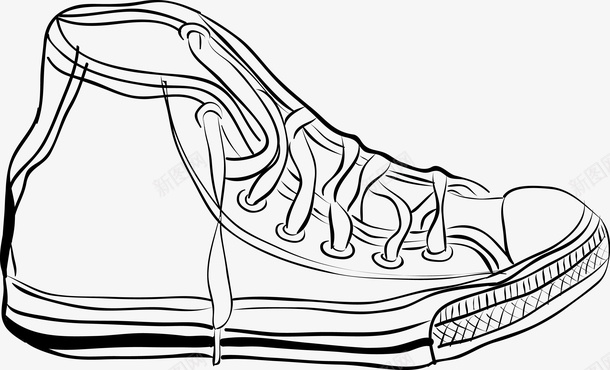 卡通白色球鞋图标png_新图网 https://ixintu.com 手绘 手绘鞋 插画 时尚 球鞋海报 画轮廓 白球鞋 粗略的鞋 素描 绘画 绘画女鞋 运动鞋 鞋 鞋类 黑色