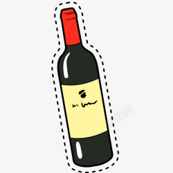 一瓶红酒卡通插画矢量图素材