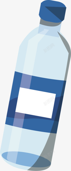 蓝色瓶盖的胶水透明的水瓶矢量图高清图片