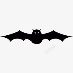 夜间动物蝙蝠翅膀延伸正面图标高清图片
