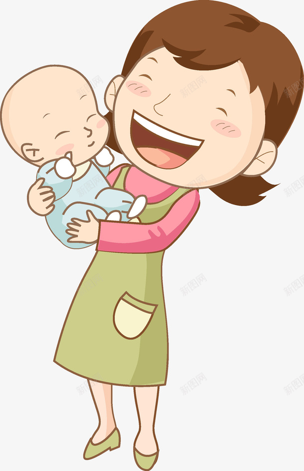 抱着宝宝开心的母亲png免抠素材_新图网 https://ixintu.com 兴奋地 卡通 可爱 抱着的 母爱 高举的 高兴地