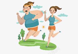 女人减肥卡通减肥跑步的女人高清图片