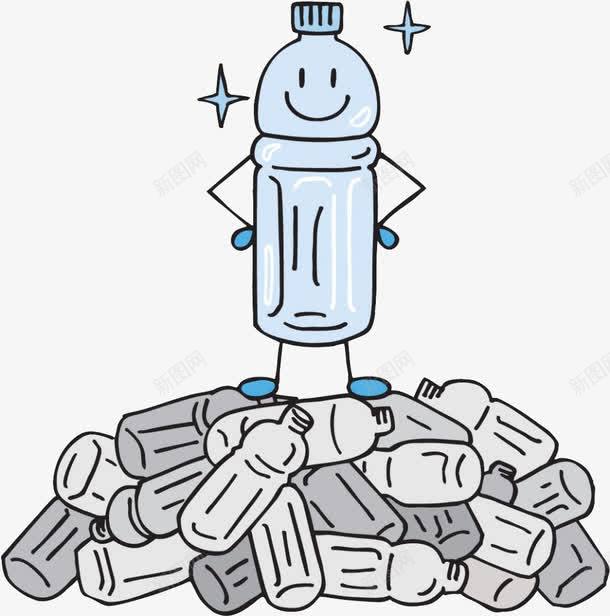 许多矿泉水瓶png免抠素材_新图网 https://ixintu.com 亮晶晶 散落 灰色 瓶盖 空瓶子 蓝色