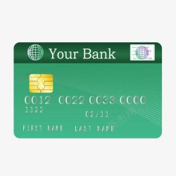 储蓄卡绿色银行卡信用卡储蓄卡矢量图高清图片