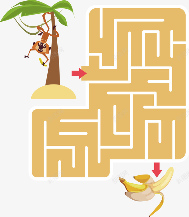 挂在书上的猴子和香蕉矢量图eps免抠素材_新图网 https://ixintu.com 儿童迷宫 动物 动物png 动物矢量图 大香蕉大 矢量图 迷宫 迷宫插画 迷宫线路 香蕉