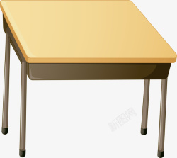 教室桌子黄色学生桌木桌高清图片