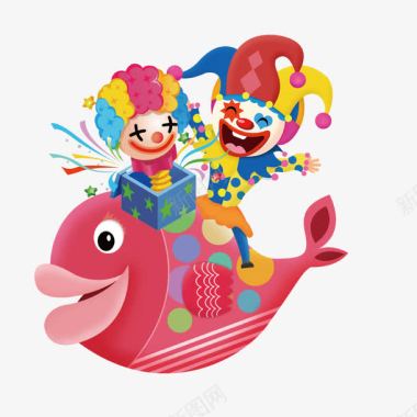 红色鱼喜剧愚人节小丑表演图标图标