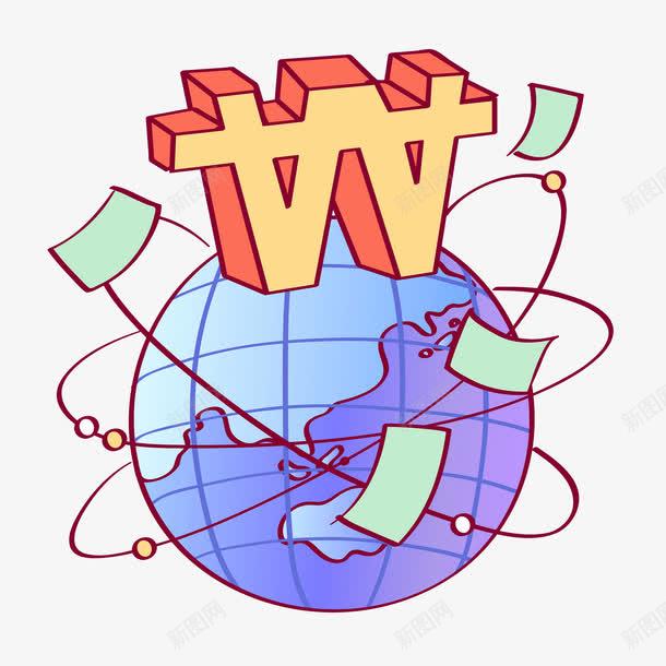卡通经济全球化图png免抠素材_新图网 https://ixintu.com 全球化 创意的 卡通 地球 插图 符号 经济 轨道