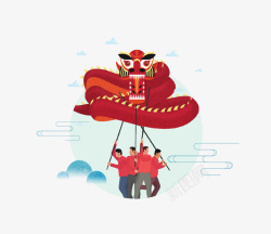 传统节日形象手绘龙抬头舞龙图标高清图片