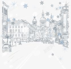 风雪中的松果唯美背景装饰风雪城市高清图片