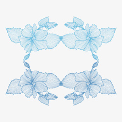 母亲节蓝色花朵装饰几何边框矢量图素材