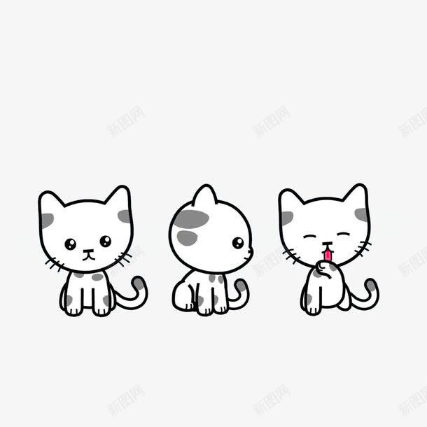 三只形态各异的小猫png免抠素材_新图网 https://ixintu.com 三只形态各异的小猫 手绘猫爪 舔猫爪的小猫
