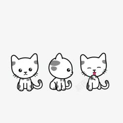 三只形态各异的小猫素材