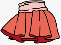 红色百褶裙粉红色卷曲卡通百褶裙高清图片