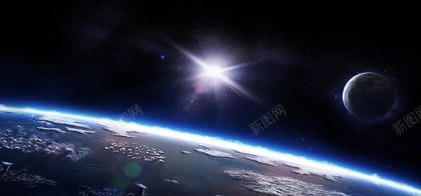 星空合成背景bannerjpg设计背景_新图网 https://ixintu.com 星空设计合成素材地球表面月球太阳宇宙