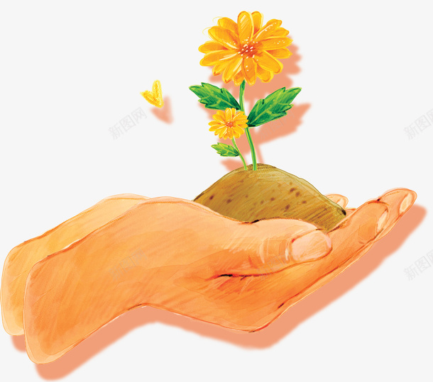 卡通手掌茁壮成长的花朵png免抠素材_新图网 https://ixintu.com 免抠手掌 卡通 徒弟 手掌 橙色的花朵 茁壮成长的花朵